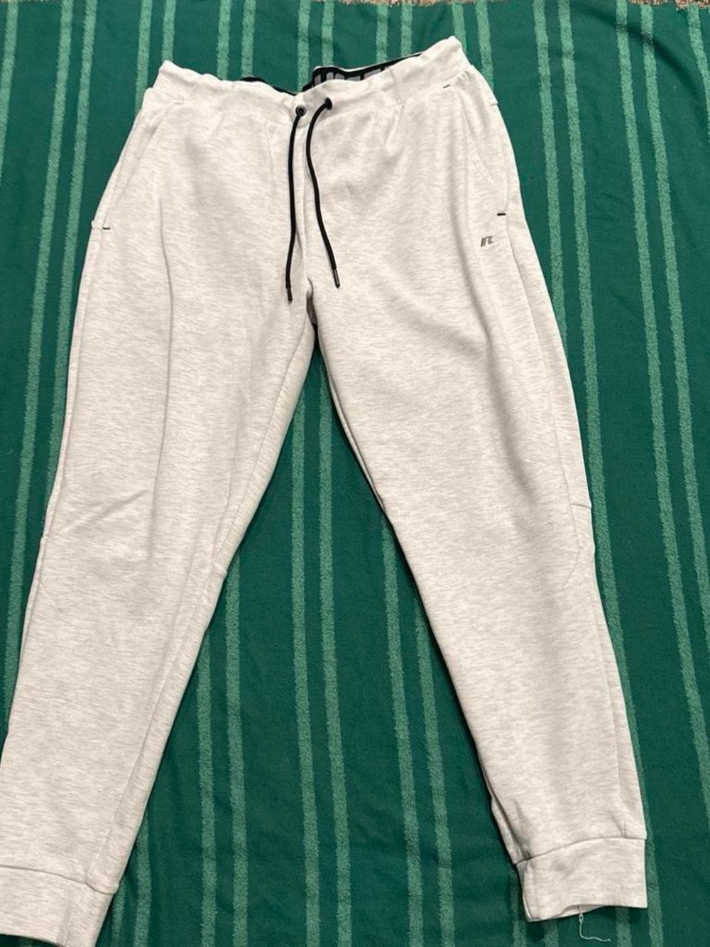 Russell Athletic Light Gray Men's Fleece Joggers with Black Drawstring